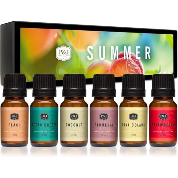 Trading Summer Set of 6 Fragrance Oils - Peach, Strawberry, Plumeria, Coconut - Picture 1 of 7